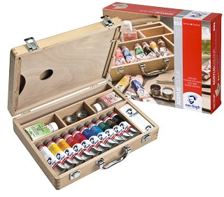 Akrylové barvy Van Gogh - dřevěný box 10 x 40 ml