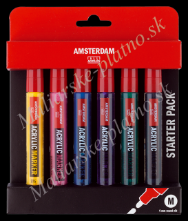 Akrylové fixy AMSTERDAM - Starter set 6 x 4 mm (AMSTERDAM Acrylic Marker - set akrylové fixy)