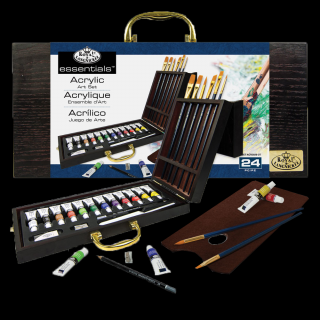 Akrylový malířský set v dřevěném boxu Royal &amp; Langnickel - set 24ks (Akrylový dřevěný box Royal &amp; Langnickel)