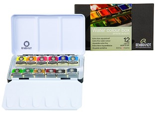 Akvarelové barvy REMBRANDT - základny set 12 kalíšků - plechový box (Rembrandt water colours - basic set pans 05M8612)