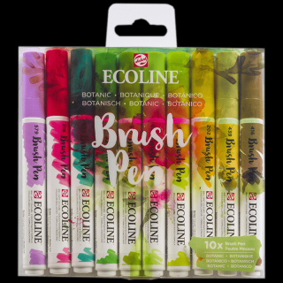 Akvarelové pera Ecoline - sada 10 ks - Botanic (Talens Akvarelové pero Ecoline Brush Pen)