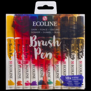Akvarelové pera Ecoline - sada 10 ks - Dark (Talens Akvarelové pero Ecoline Brush Pen)
