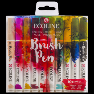 Akvarelové pera Ecoline - sada 10 ks - Fashion (Talens Akvarelové pero Ecoline Brush Pen)