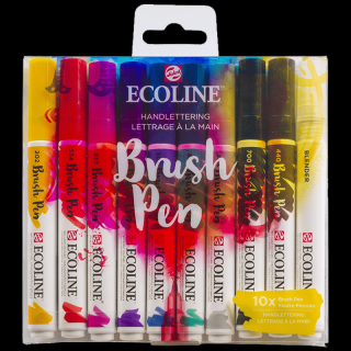 Akvarelové pera Ecoline - sada 10 ks - Handlettering (Talens Akvarelové pero Ecoline Brush Pen)