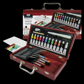 Akvarelový malířský set v dřevěném boxu Royal &amp; Langnickel Essentials - set 32ks (Akvarelový malířský set v dřevěném boxu Royal &amp; Langnickel Essentials - set 32ks)