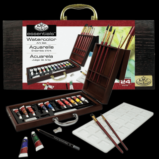 Akvarelový malířský set v dřevěném boxu Royal &amp; Langnickel - set 24ks (Akvarelový dřevěný box Royal &amp; Langnickel - 24ks)