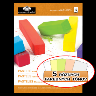 Blok barevných papírů pro pastel Royal &amp; Langnickel 12 listů (12 listový blok barevných papírů Royal &amp; Langnickel pro měkké a olejové pastely (180g / m²) - 5 různých barevných tónů papíru)