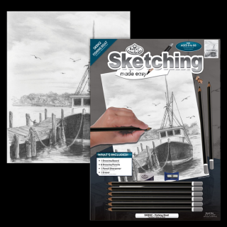 Kreativní sada na skicování - Rybářská loď (Royal Langnickel set na skicování podle předlohy)