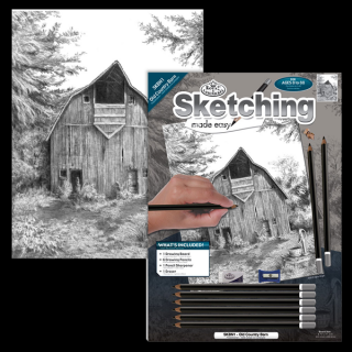 Kreativní sada na skicování - Stará stodola na venkově (Royal Langnickel set na skicování podle předlohy)