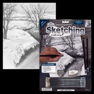 Kreativní sada na skicování - Zimní potok (Royal &amp; Langnickel set na skicování podle předlohy)