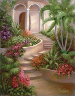 Malování na plátno s předlohou - Tropical Garden by Linda Coulter (Sada na malování na plátno s předlohou Linda Coulter)
