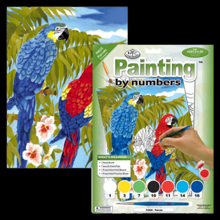 Malování podle čísel formát A4 - Papoušky (Sada na malování podle čísel Royal Langnickel - A4)