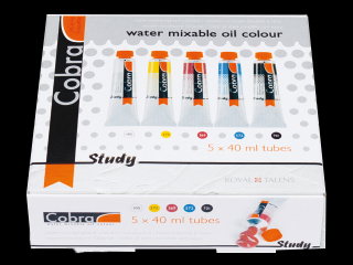 Olejové barvy Cobra Study - základní set 5 x 40 ml (Vodou míchatelné olejové barvy Cobra Study)