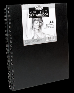 Royal &amp; Langnickel black sketch book - A4, 80 listů (Černý skicák Royal 80 listů papíru (96 g/m²))