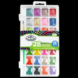Royal Langnickel sada akvarelových perleťových barev se štětcem - 28ks (Sada akvarelových perleťových barev se štětcem - 28ks)