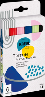 Sada akrylových markerů KREUL Triton medium - 6ks (Akrylové fixy)