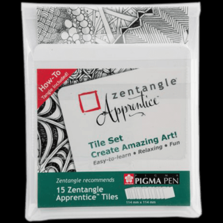 Sada bílých kartiček SAKURA Zentagle Apprentice Pigma Pen - sada 15 kusů (SAKURA Zentagle Apprentice Tiles - Pigma Pen - 15ks)