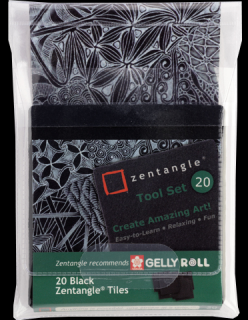 Sada černých kartiček SAKURA Zentagle Gelly Roll - sada 20 kusů (SAKURA Zentagle Gelly Roll)