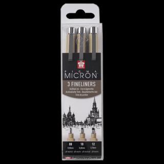 Sada technických per SAKURA Pigma Micron Broad - 3 kusy - 8, 10, 12 (Sakura Pigma Micron Broad - 8 (0,5mm), 10 (0,6mm), 12 (0,7mm))