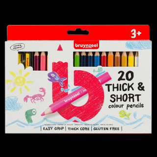 Sada tužek pro děti Bruynzeel - krátké-hrubé - 20ks (Bruynzeel Kids krátké / hrubé barevné tužky - set 20ks)