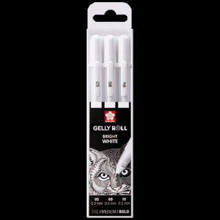 Sakura Gelly Roll Bright White 05,08,10 - sada 3 ks (Sakura Gelly Roll Bright White - fine (0.3mm), medium (0.4mm), bold (0.5mm))