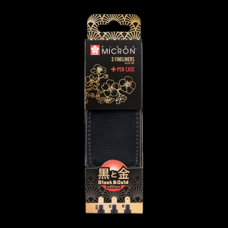 Sakura set Pigma Micron Black &amp; Gold Edition 3ks + pouzdro (Sakura set Pigma Micron Black &amp; Gold Edition 3ks + pouzdro)