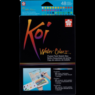 Sketch box s akvarelovými barvami Sakura Koi - 48 kusů (Akvarelové barvy)