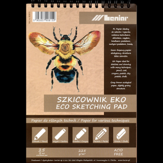 Skicovací blok Leniar Včela - různé formáty (Skicovací blok Leniar Včela se spirálovou vazbou (225 g/m2))