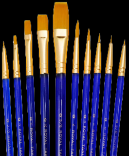 Štětce pro akvarel/akryl/tempera - 10 ks set (Štětce Royal Langnickel zlatý taklon 10 ks)