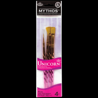 Štětce pro olej / akryl / akvarel MYTHOS - 4ks set (Štětce Royal Langnickel MYTHOS - Unicorn - Golden Taklon)