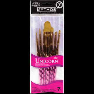 Štětce pro olej / akryl / akvarel MYTHOS - 7ks set (Štětce Royal Langnickel MYTHOS - Unicorn - Golden Taklon)