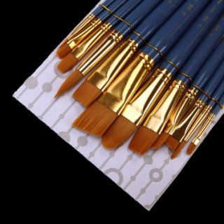 Štětce se syntetickými vlasy mix - 12 dílný set - RSET-9306 (Štětce Royal Langnickel Gold Taklon angular variety 12 ks)