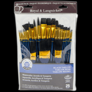 Výhodná umělecká sada štětců Royal Langnickel - Black - 25 ks set