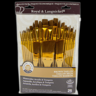 Výhodná umělecká sada štětců Royal Langnickel - Brown - 25 ks set