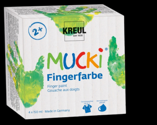 Základní sada prstových barev Kreul MUCKI 4x150 ml (Sada barev pro děti)