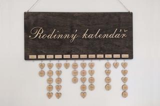Dřevěný rodinný kalendář - s podkladní deskou 80x35cm EBEN (Dřevěný rodinný kalendář - s podkladní deskou 80x35cm EBEN)