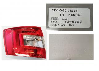 Zadní skupinová svítilna levá LED Škoda Octavia III combi facelift 5E9945111B
