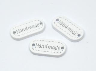 Dřevěná cedulka Hand made oválná bílá