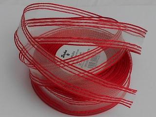 Stuha 25 mm HELENA  s drátem červená (St. 25 mm HELENA  s drátem červená)