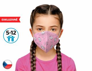 10x Český respirátor FFP2 vhodný pro děti - růžový pejsek