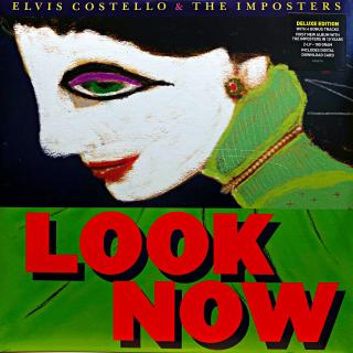 2xLP Elvis Costello &amp; The Imposters – Look Now (Červený průsvitný vinyl. Obě desky i rozevírací obal jsou v krásném a lesklém stavu, jen velmi lehké stopy používání pod ostrým světlem.)