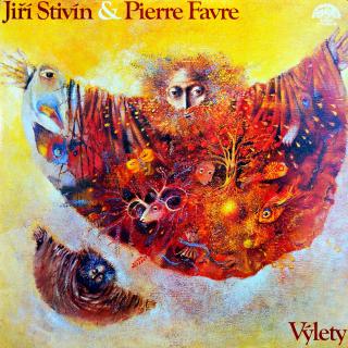 2xLP Jiří Stivín &amp; Pierre Favre ‎– Výlety = Excursions (Obě desky jen mírně ohrané, pár vlásenek a velmi jemných povrchových oděrek. Mírný praskot v záznamu. Rozevírací obal v pěkném stavu s lehkými oděrkami na hranách.)