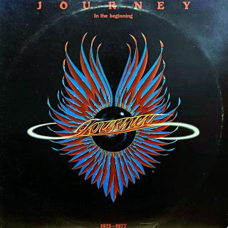 2xLP Journey ‎– In The Beginning 1975-1977 (Obě desky jsou mírně ohrané, mnoho jemných vlásenek. Zvuk je bezvadný a čistý i v pasážích mezi skladbami. Rozevírací obal taky mírně obnošený s malými oděrkami na hranách a vytlačeným obrysem kotouče. )