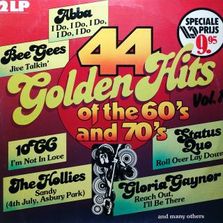 2xLP Various ‎– 44 Golden Hits Of The 60's And 70's Vol.1 (Obě desky i rozevírací obal jsou v pěkném stavu, jen lehké stopy používání.)
