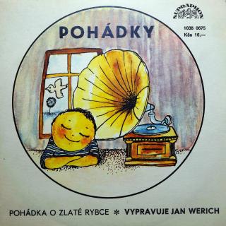 7  Jan Werich ‎– Pohádka O Zlaté Rybce (Deska jen lehce ohraná s jemnými vlásenkami. Obal ve velmi pěkném stavu.)