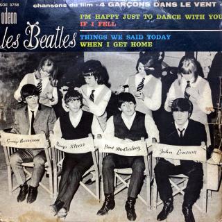 7  Les Beatles – Chansons Du Film  4 Garçons Dans Le Vent  (Deska je hodně ohraná, posetá jemnými vlásenkami i pár velmi jemných oděrek. Hraje dobře s výraznějším praskotem. Obal je hodně obnošený viz foto.)