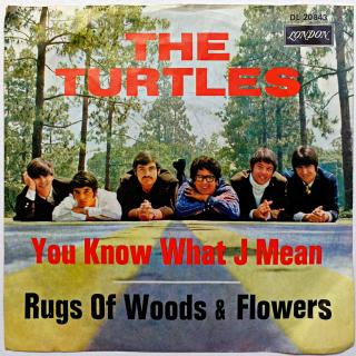 7  The Turtles ‎– You Know What I Mean / Rugs Of Woods &amp; Flowers (Deska je v horším stavu, posetá vlásenkami, pár oděrek a zvlněný okraj. Lze přehrát, ale je nutné trochu přidat na závaží. Hraje s mírným praskotem, jen občas mírný prskanec. Obal jen l