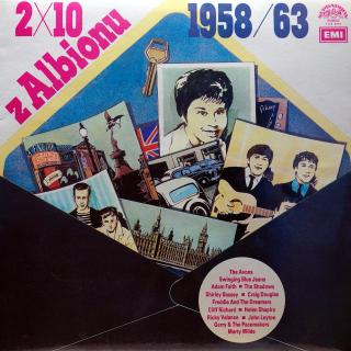 LP 2×10 Z Albionu (1958/63) (Deska je trochu ohraná, mnoho jemných vlásenek. Hraje fajn, mírný praskot v tichých pasážích. Obal v perfektní kondici (Kompilace, Czechoslovakia, 1980, Rock, Pop))