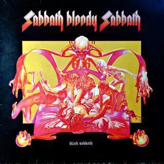 LP Black Sabbath ‎– Sabbath Bloody Sabbath (Na desce hodně velmi jemných vlásenek viditelných proti ostrému světlu. Žádný výrazný škrábanec, ještě se leskne. Rozevírací obal má jen drobné prasklinky na hranách. Orig. vnitřní obal s potiskem.)