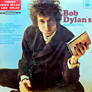 LP Bob Dylan ‎– Bob Dylan's Greatest Hits (Deska je v pěkném a lesklém stavu, pár jemných vlásenek a drobných velejemných oděrek. Hraje fajn, bezvadný zvuk, mírný praskot na začátku desky. Obal je taky pěkný, lehké stopy používání.)